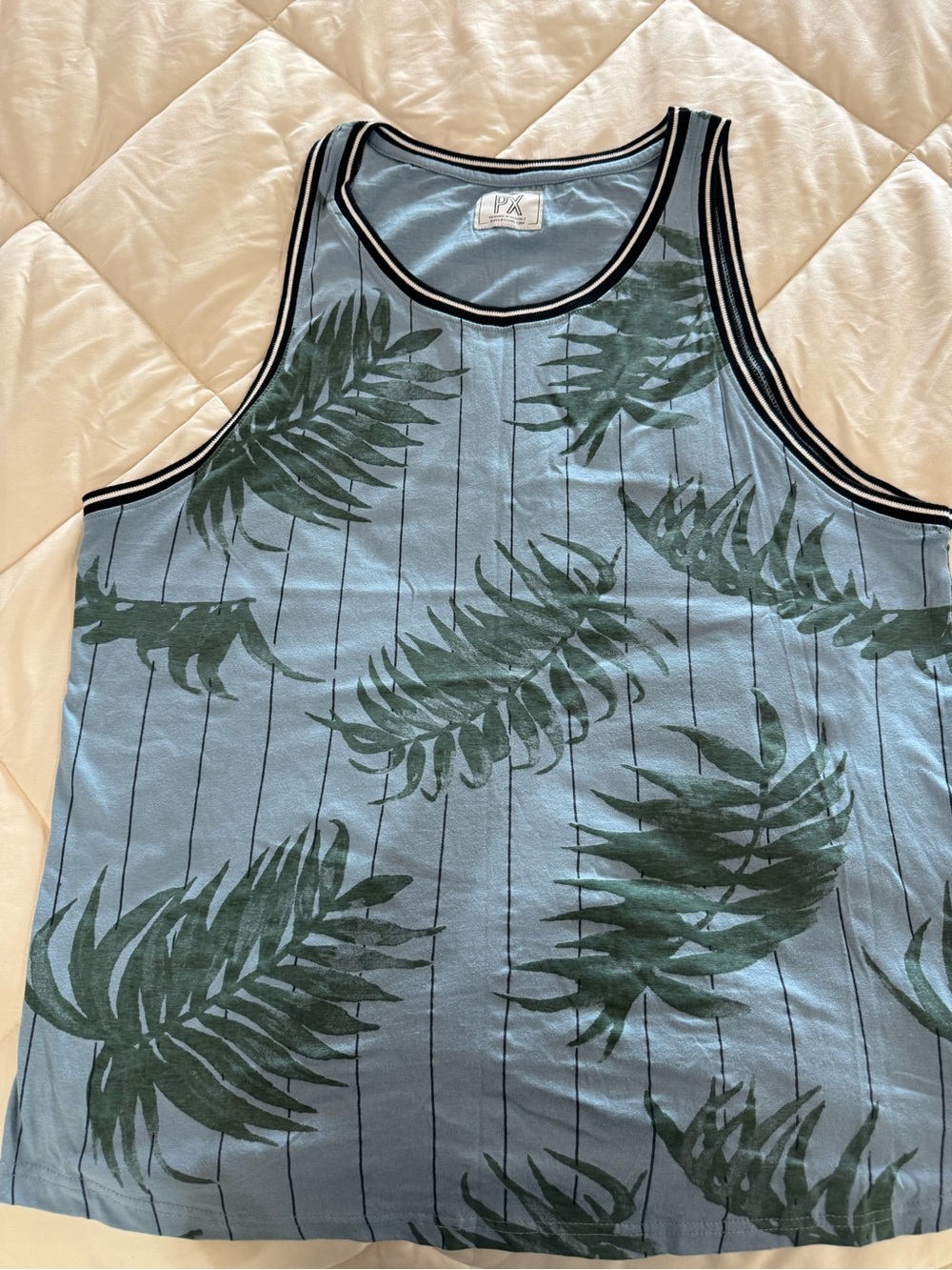 PXG Light Blue Tropical-Print Muscle Tank